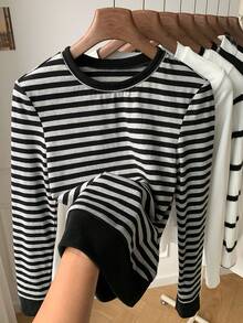 Comfortcana 女士休闲中厚圆领长袖仿两件套T恤 - 彩色 - 查看 3