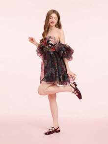 CUCCOO DOLLMOD Women Square Toe Vintage Ballet Style Sweet Burgundy Mary Jane High Heels, Casual Spring Outfit Shoes Spring Shoes Spring Break Easter For Christmas - Burgundy - View 8