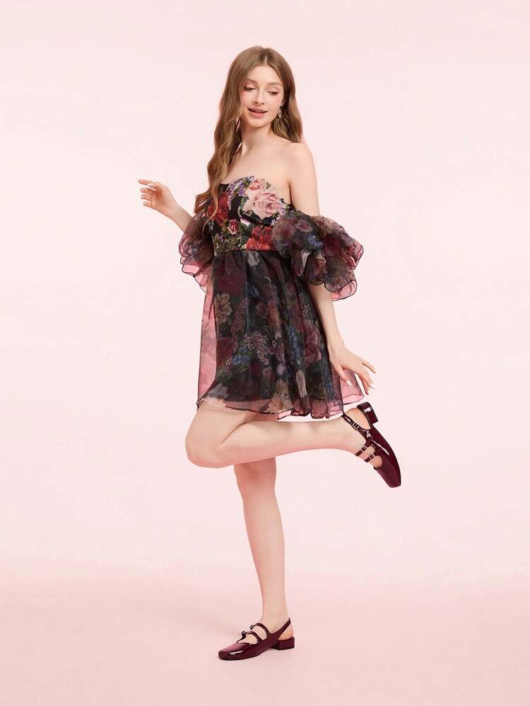 CUCCOO DOLLMOD Women Square Toe Vintage Ballet Style Sweet Burgundy Mary Jane High Heels, Casual Spring Outfit Shoes Spring Shoes Spring Break Easter For Christmas Spring Shoes