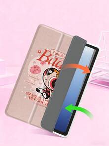 THE POWERPUFF GIRLS X SHEIN 1个可爱卡通iPad保护套，高端质感，简约透明，柔软防摔硅胶材质，带折叠支架，是送给女孩和学生的完美礼物。兼容iPad 10代/iPad 7/8/9代（10.2英寸）/iPad Air 5/Air 4（10.9英寸），以及三星Galaxy Tab S6 Lite（10.4英寸）。