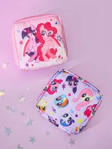 My Little Pony X SHEIN 1 Pcs/1 Set Cartoon Print Storage Bag, Can Be Used As Feminine Hygiene Storage Bag, Digital Storage Bag, Small Item Storage Bag, Twilight Sparkle, Rainbow Dash, Fluttershy, Pinkie Pie, Rarity, Applejack, Friendship,Gift Ideas - Multicolor - View 3