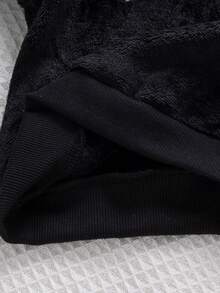 SHEIN Playful Pals 女婴休闲抓绒卫衣运动裤套装，秋冬季 - 黑色 - 查看 8