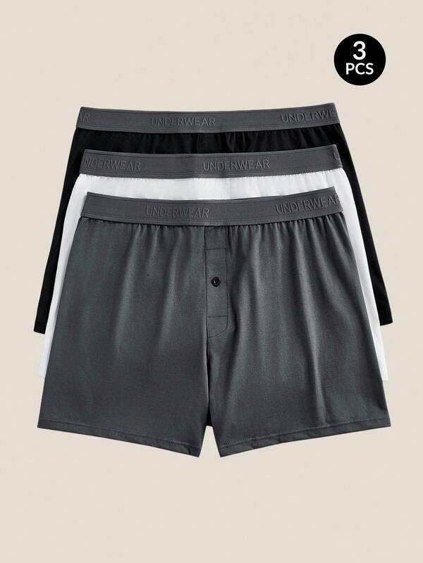 Men's Letter Waistband Button Casual Harem Pants,3 Pcs