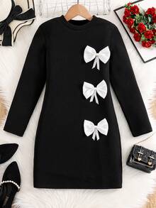 Sparklyn Tween GirlsBlack Sweet & Fashionable Long Sleeve Dress - Black - View 1