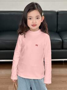DAZY 女童圆领蝴蝶结印花长袖T恤，秋季款 - 粉色 - 查看 3