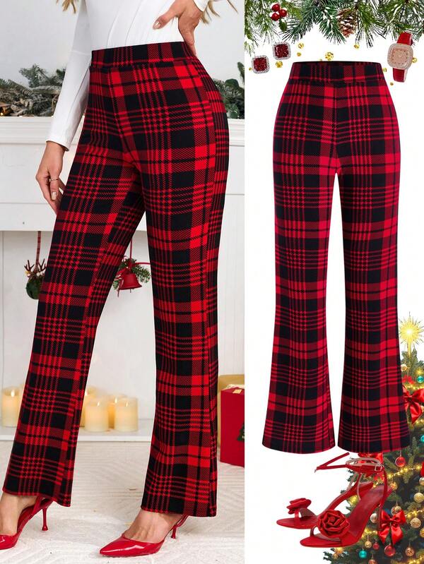 Ellevyn New Women's Autumn/Winter Clothing Women's Plaid Skinny Pants, Classic Red Checkered Pattern, Versatile Christmas Outfit Red Pants  Autumn, Winter, Christmas And New Year Women's Holiday Clothing All-Match Party  Autumn Winter Women   Red Pants For Women   Party Nnew Year Clothes Hristmas Women's Clothing  Autumn Winter Women  Christmas Red Plaid Stretch Leggings Hristmas Women's Clothing  New Women's Autumn/Winter Clothing