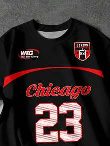 SHEIN EZwear Áo thun nữ cổ tròn chất liệu jersey phong cách Y2K, số 23, kiểu áo jersey, áo đua xe, thời trang đường phố, cổ điển, mùa tựu trường, retro, mùa thu, trang phục thường ngày nữ, mùa thu đông, hip-hop. - Nhiều màu - Xem 4