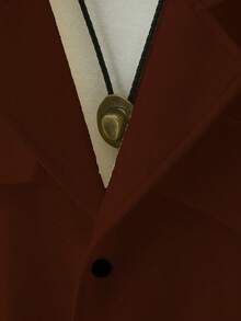 Claim Dot 男士休闲长袖纽扣外套，秋冬季，男士秋冬轻奢成熟休闲粗花呢翻领口袋保暖弹力袖口大衣 - 摩卡棕 - 查看 5