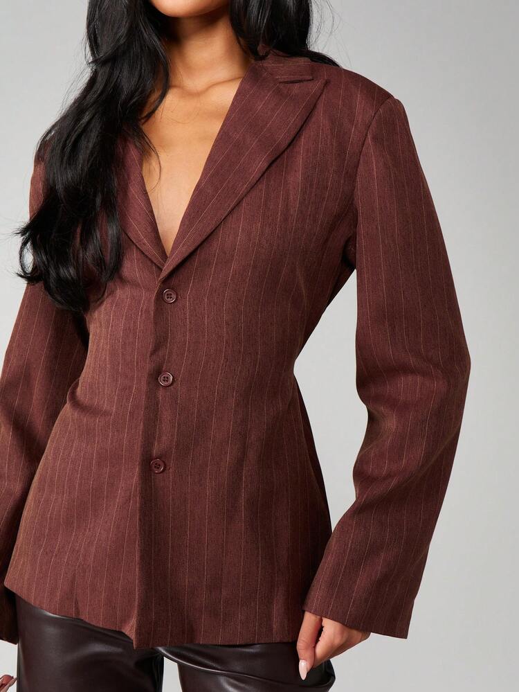 MISSGUIDED Blazer à fines rayures avec détail de lien dans le dos