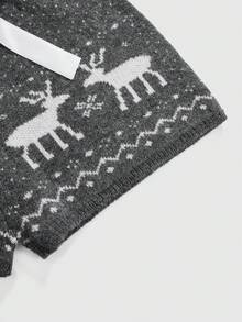 ROMWE 女士圣诞丝带系带可爱小鹿提花超低腰迷你毛衣裤 - 灰色 - 查看 4