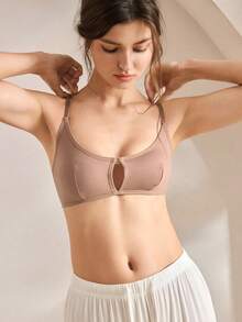 Ocili 100% Cotton Front Closure Minimalist Quality Comfortable Soft Front Closure Women Bra - Camel - View 5