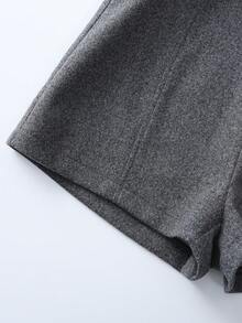 SHEIN Rosivaux 女士纯色休闲宽松百搭短裤 - 灰色 - 查看 6