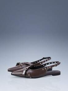 CUCCOO GRLICON Pantofi sport casual din piele moale pentru femei, la modă, potriviți pentru serviciu, Halloween, petrecere de Crăciun, festivaluri de muzică, stil Y2K de toamnă - Maro - Vizualizare 3