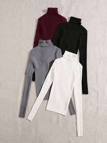 Franclia 4 buc/set femei pulovere casual culoare solidă