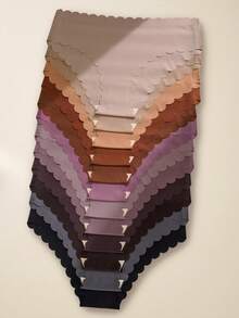 Lowkey Lull 12pcs/Pack Comfortable Seamless Rib Knit Plus Size Briefs - Multicolor - View 1