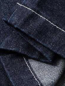 DAZY 女士时尚通勤水洗阔腿牛仔裤 - 藍色 - 查看 5