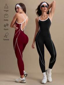 Velisys Mono sin costuras con espalda de tirantes para mujer - Multicolor - Ver 2
