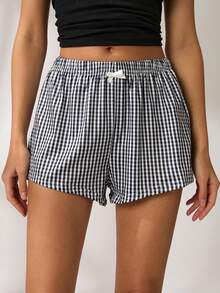 Lowkey Lull 女士 3 件套纯色和格子图案夏季睡衣短裤、睡裤 - 彩色 - 查看 7