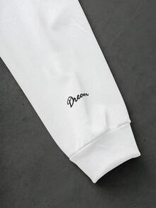 Manfinity EMRG Men's Street-Style Popular INS Matching DREAM Fashion English Icon Outdoor Music Festival Nightclub Boyfriend Husband Gift, Anniversary Gift, Hoodie & Pants Set, Fall Clothes, Cozy Outfits - White - View 4