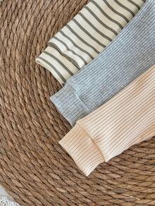 3pcs/Set Infant Boys' Ribbed Textured Ribbed Casual Cartoon Pattern Romper Outfit - Multicolor - View 6