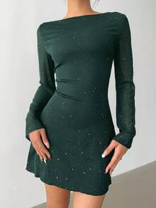 Aloruh Elegant Bowknot Backless Sexy Glitter Fabric Fitted Mini Dress,Dresses For Women Elegant