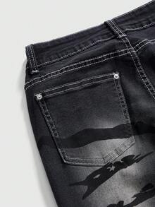 ROMWE Grunge Punk Y2K Vintage Distressed Low Waist Flare Jeans For Women - Black - View 4