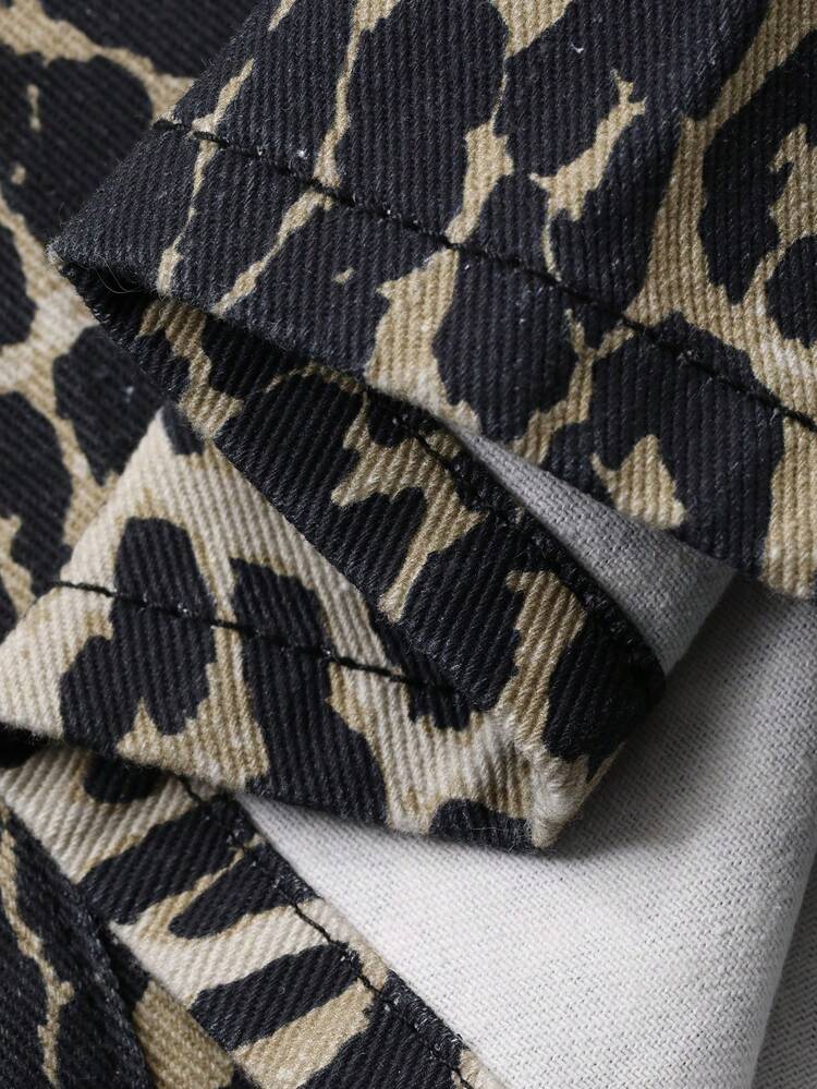 Women's Leopard Print Casual Denim Jeans