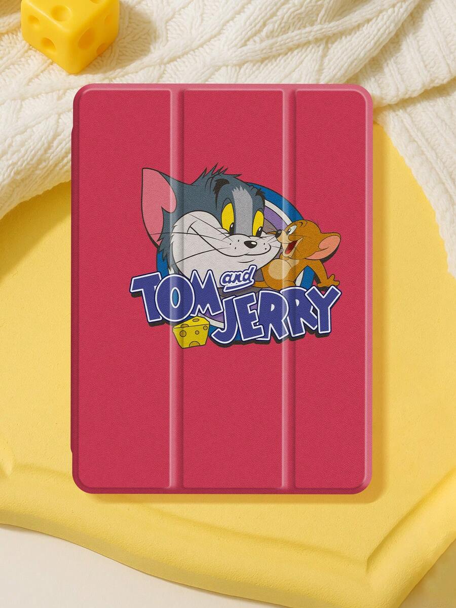 Tom and Jerry Artist x SHEIN 1个可爱创意卡通图案防震时尚平板电脑保护套。万圣节和圣诞节礼物,兼容iPad 10代/iPad 7/8/9代(10.2英寸)/iPad Air 5/Air 4(10.9英寸)。 - 彩色 - 查看 1