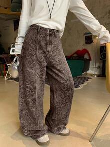 DAZY Women's Casual Korean Style Washed Loose Fit Cowboy Jeans - Camel - View 5