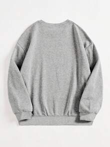 INAWLY 可爱猫咪卡通字母刺绣女式时尚圆领短袖休闲宽松T恤，秋冬款 - 淺灰色 - 查看 2