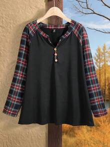 EMERY ROSE Plus Size Halloween Tops With Sleeves Blouses Shirts For Women Plus Fall Shirts - Black - View 1