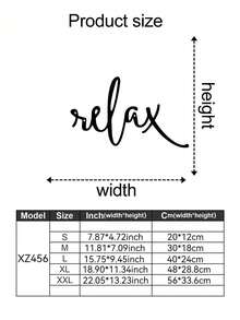 1 pieza Decoración artística Palabra "Relax" de metal negro - Letrero decorativo moderno para baño - Decoración colgante para baño - Escultura de pared de hierro para decoración del hogar, decoración de habitación, decoración de pared, regalo de cumpleaños y graduación - Multicolor - Ver 2