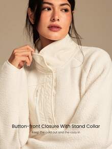 GLOWMODE 舒适厚实摇粒绒柔软保暖宽松弹力下摆夹克带多个口袋日常休闲冬季