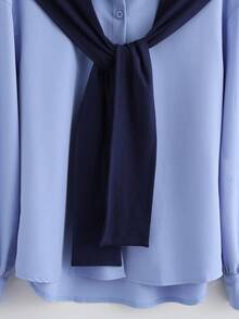 Chiquease 新款春秋季女士两件套，长袖上衣配可拆卸披肩 - 彩色 - 查看 5