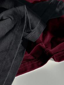 SHEIN EZwear 大码纯色修身长袖T恤，休闲百搭，秋冬款 - 酒紅色 - 查看 8