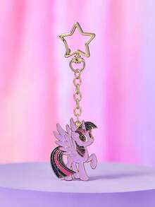 My Little Pony X SHEIN 时尚可爱甜美闪亮钥匙扣，锌合金材质，可作油滴袋吊坠，金色饰物，独角兽暮光闪闪、萍琪派和云宝黛西图案，紫色、粉色和蓝色。 - 彩色 - 查看 4