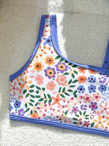 Bộ đồ bơi họa tiết hoa xinh xắn cho bé gái kèm chân váy lưới, thường ngày ngày lễ - Nhiều màu - Xem 5