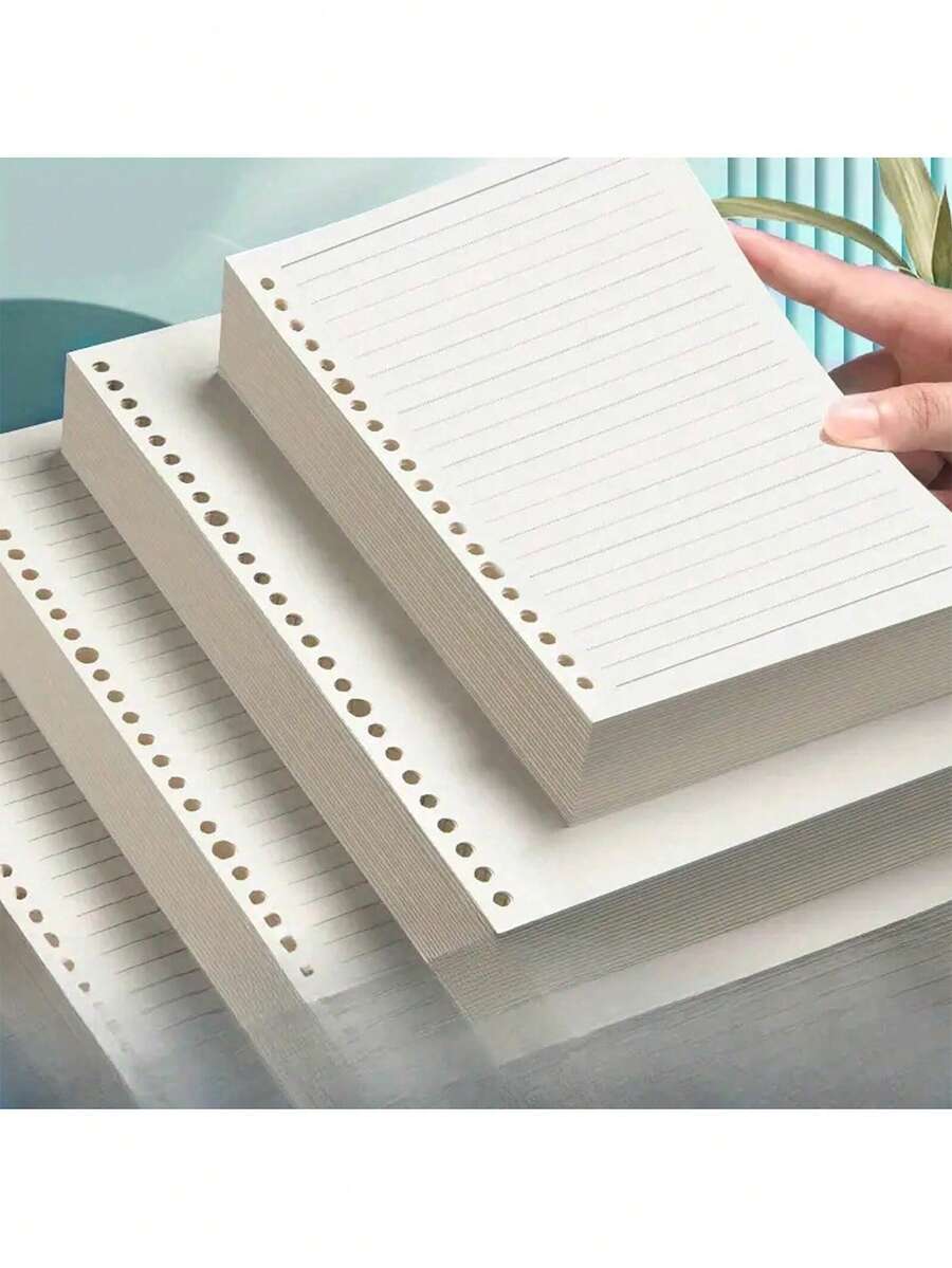 A5/B5活页纸补充装 - 200/600页，哑光表面，便携可拆卸，适用于活页夹、记事本和日记本 - 非常适合学生和办公室整理，笔记本内芯 - 白色 - 查看 1