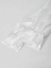 SHEIN 这是一套两件式女童套装：一件V领双排扣长袖上衣，以及一条宽松微喇叭裤。非常适合秋季日常穿着和通勤。 - 寶藍色 - 查看 4