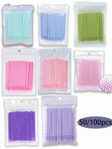 50/100pcs Nano Cleaning Swabs, Ultra Fine Makeup Remover Sticks For Eye Makeup, Contouring, Eyeliner, Lips And Skin Cleansing - Multicolor - View 4