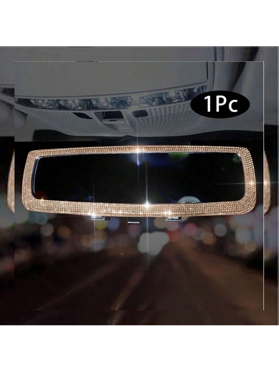 Rhinestone Decorated Car Rearview Mirror Cover, Creative Personalized Cute Accessory For Women - With drill - View 1