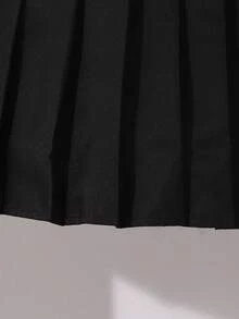 Sparklyn 2件套：蝴蝶结点缀卡其色长袖运动衫和黑色百褶迷你裙 - 彩色 - 查看 7