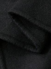 DAZY Women's Elegant City Casual Round Neck Open Front Wool Blend Jacket, Autumn/Winter Y2k Women Coats - Black - View 7
