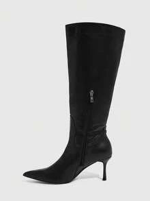 CUCCOO SZL Botas altas de moda versátiles y casuales, adecuadas para uso diario, otoño/invierno - Negro - Ver 3
