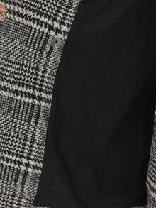 DAZY Ensemble 2 pièces pour femmes, veste ample à col V à carreaux et jupe longue. Ensembles de détente décontracté et élégants pour femmes - Noir et Blanc - Voir 5