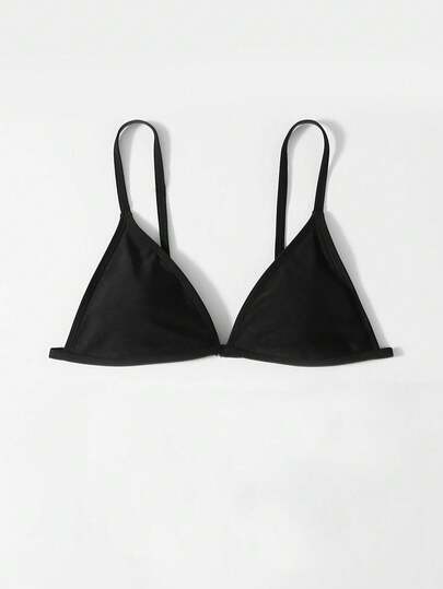 SHEIN Swim Summer Beach Solid Triangle Bikini Top
