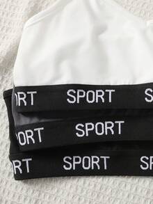 SHEIN 3 件套青少年女孩简约字母装饰吊带背心 Bralette 套装