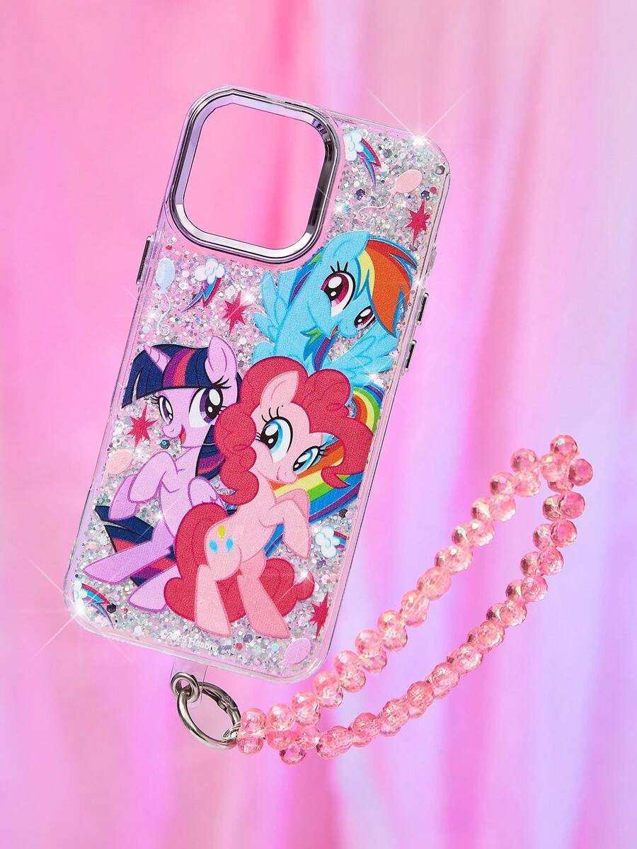 My Little Pony X SHEIN Ốp lưng điện thoại in hình họa tiết bột lấp lánh, kèm dây đeo tiện lợi, tương thích với iPhone 11 - 17 Pro Max, quà tặng ý tưởng - Nhiều màu - Xem 1