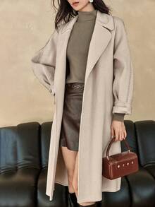 Dazy-Less Manteau ample décontracté pour femmes avec ceinture à la taille et col châle