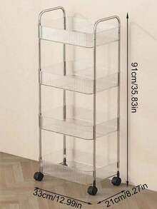 1pc Multi-Layer Storage Rack, Acrylic Removable Floor-Standing Cart Snack Storage Shelf, For Kitchen/Bathroom/Living Room/Bedroom Outdoor Decor